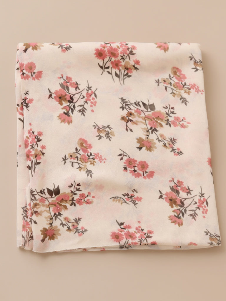 طرحة شيفون مطبوعة (نقشة ورود روز)