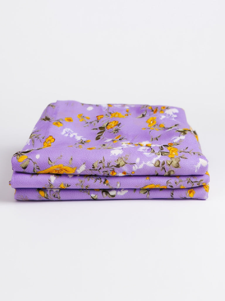 طرحة شيفون مطبوعة (ورود بنفسجي)