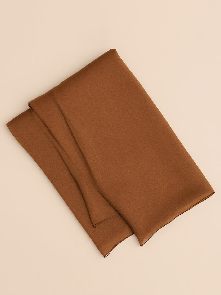 طرحة شيفون سادة | بني