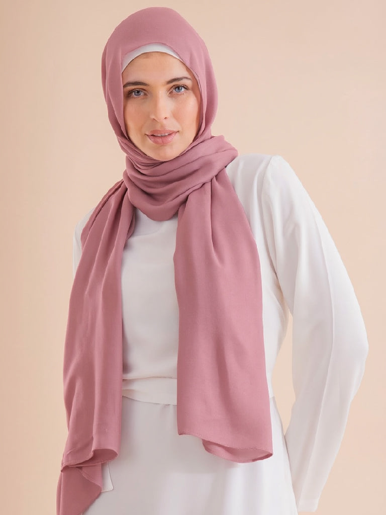 طرحة شيفون سادة | وردي