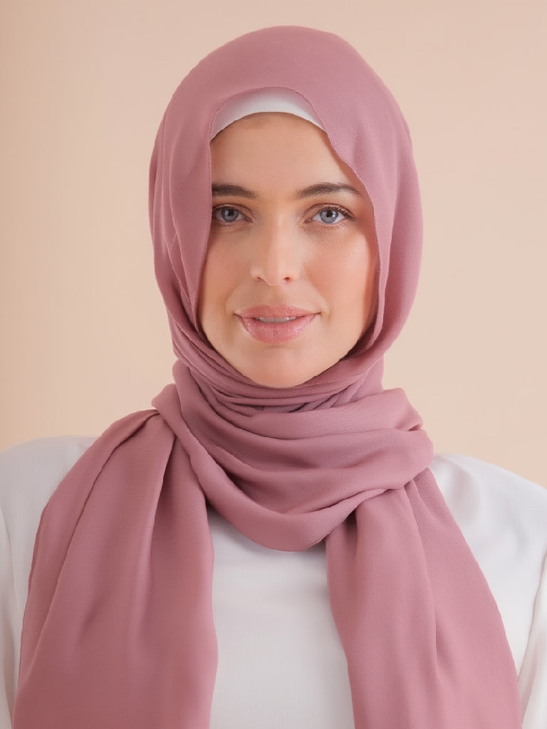 طرحة شيفون سادة | وردي