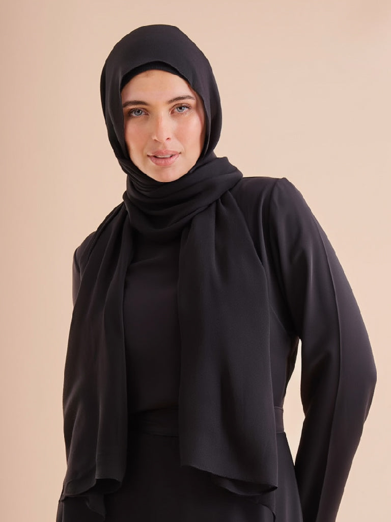 طرحة شيفون سادة | أسود