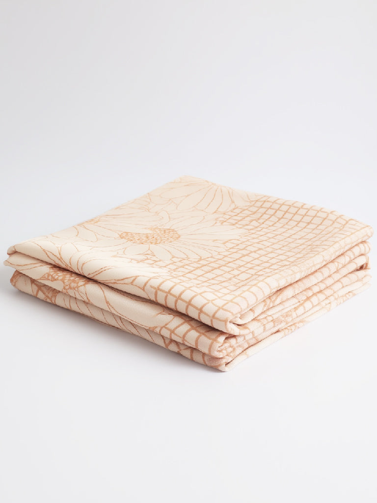 طرحة شيفون مطبوعة (ورود بيج)